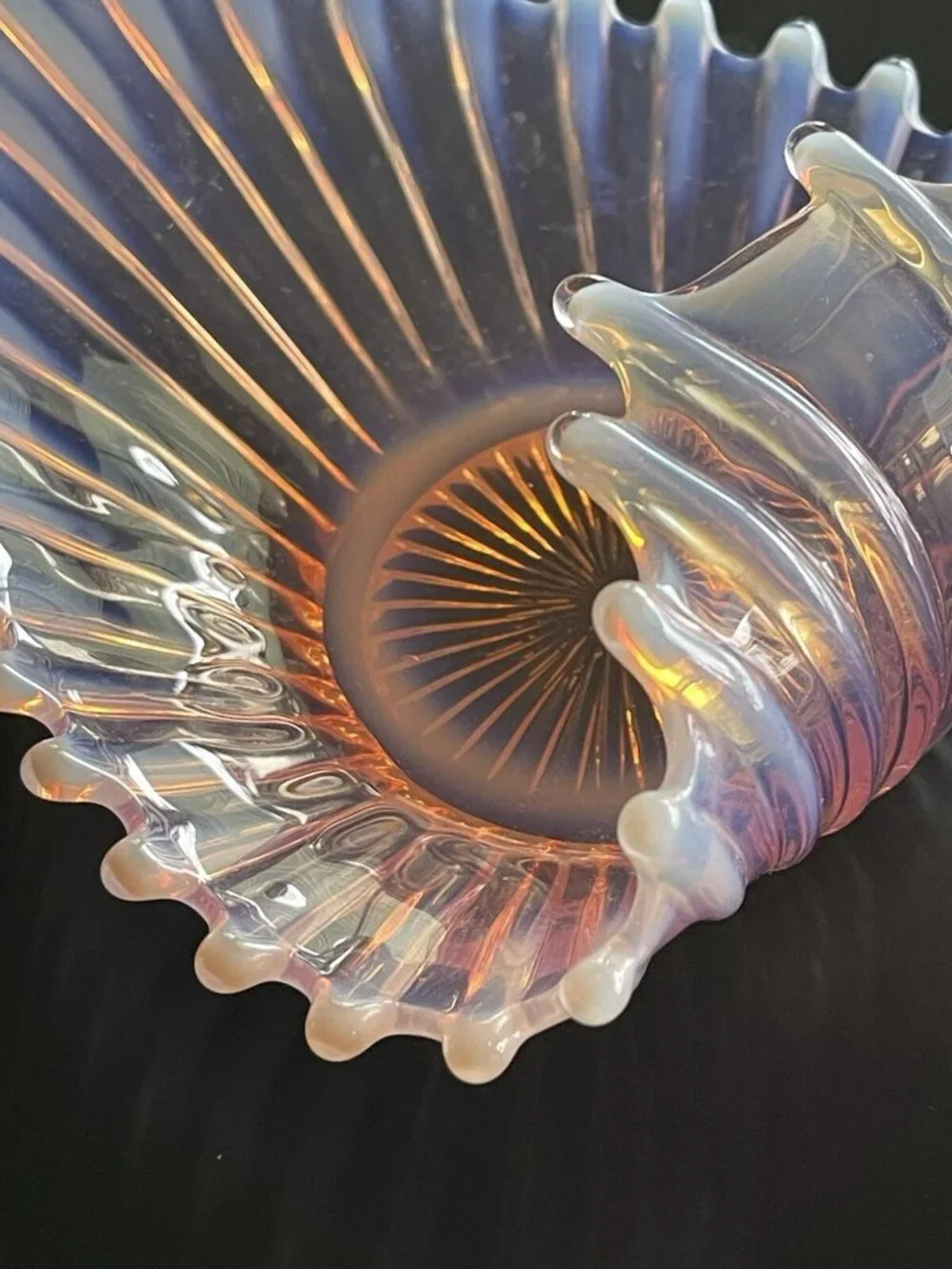 Fostoria Pink Opalescent Heirloom Bon Bon Candy Dish Wave